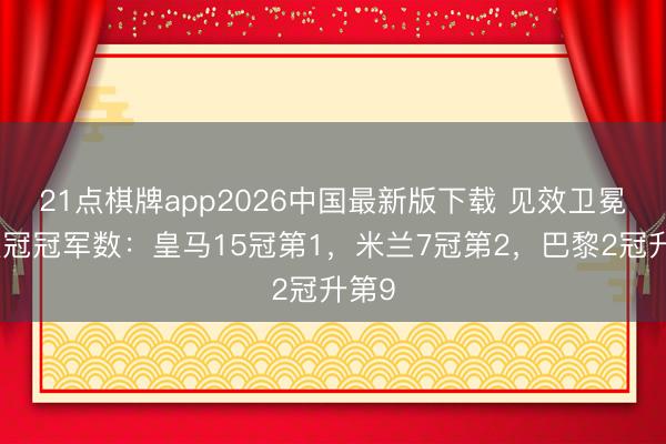 21点棋牌app2026中国最新版下载 见效卫冕！欧冠冠军数：皇马15冠第1，米兰7冠第2，巴黎2冠升第9